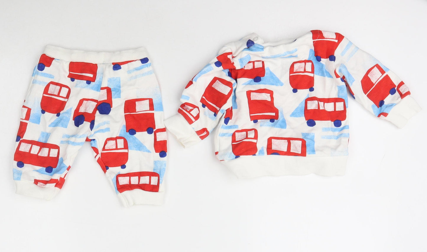 Marks and Spencer Boys White  Cotton Trousers Set Outfit/Set Size 3-6 Months