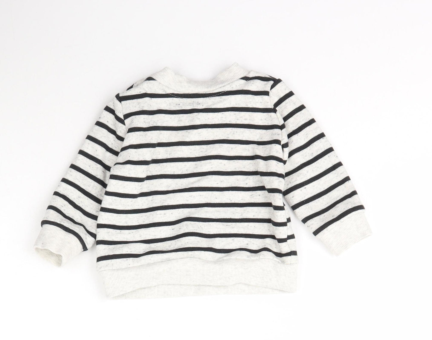 Primark Boys Grey Striped Cotton Pullover Jumper Size 3-6 Months