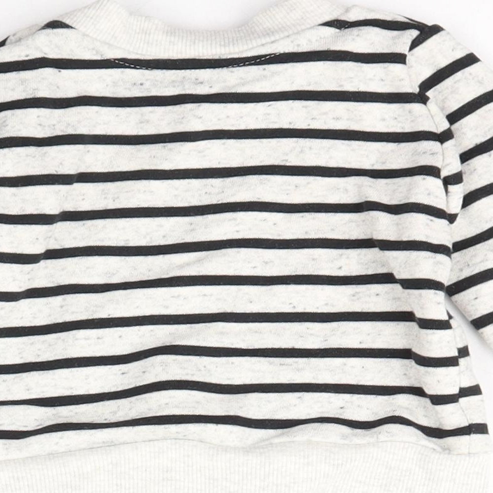 Primark Boys Grey Striped Cotton Pullover Jumper Size 3-6 Months