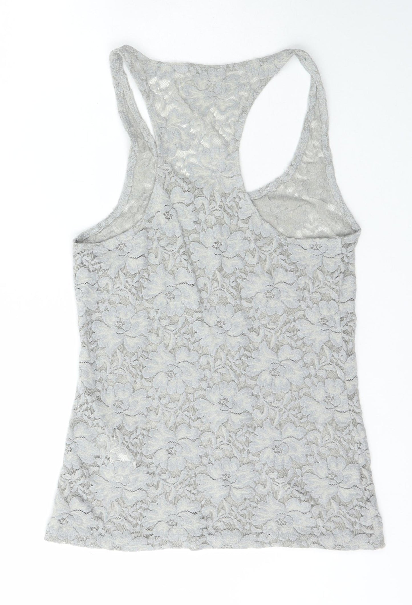 Gilly Hicks Womens Grey Floral Nylon Basic T-Shirt Size S Scoop Neck