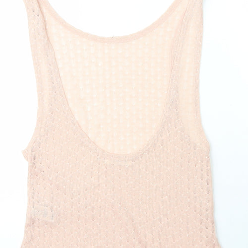 Garage Womens Pink  Polyester Basic T-Shirt Size XS Scoop Neck