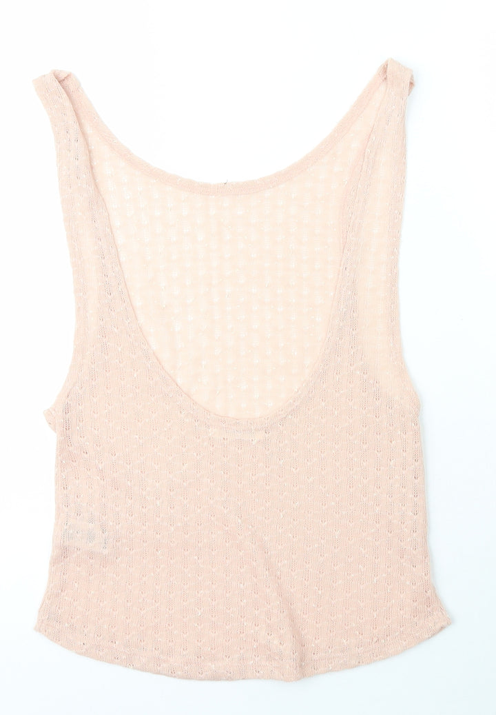 Garage Womens Pink Polyester Basic T-Shirt Size XS Scoop Neck