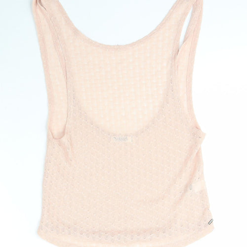 Garage Womens Pink  Polyester Basic T-Shirt Size XS Scoop Neck