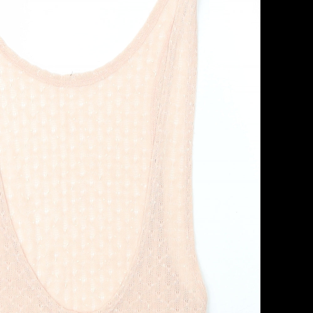Garage Womens Pink  Polyester Basic T-Shirt Size XS Scoop Neck