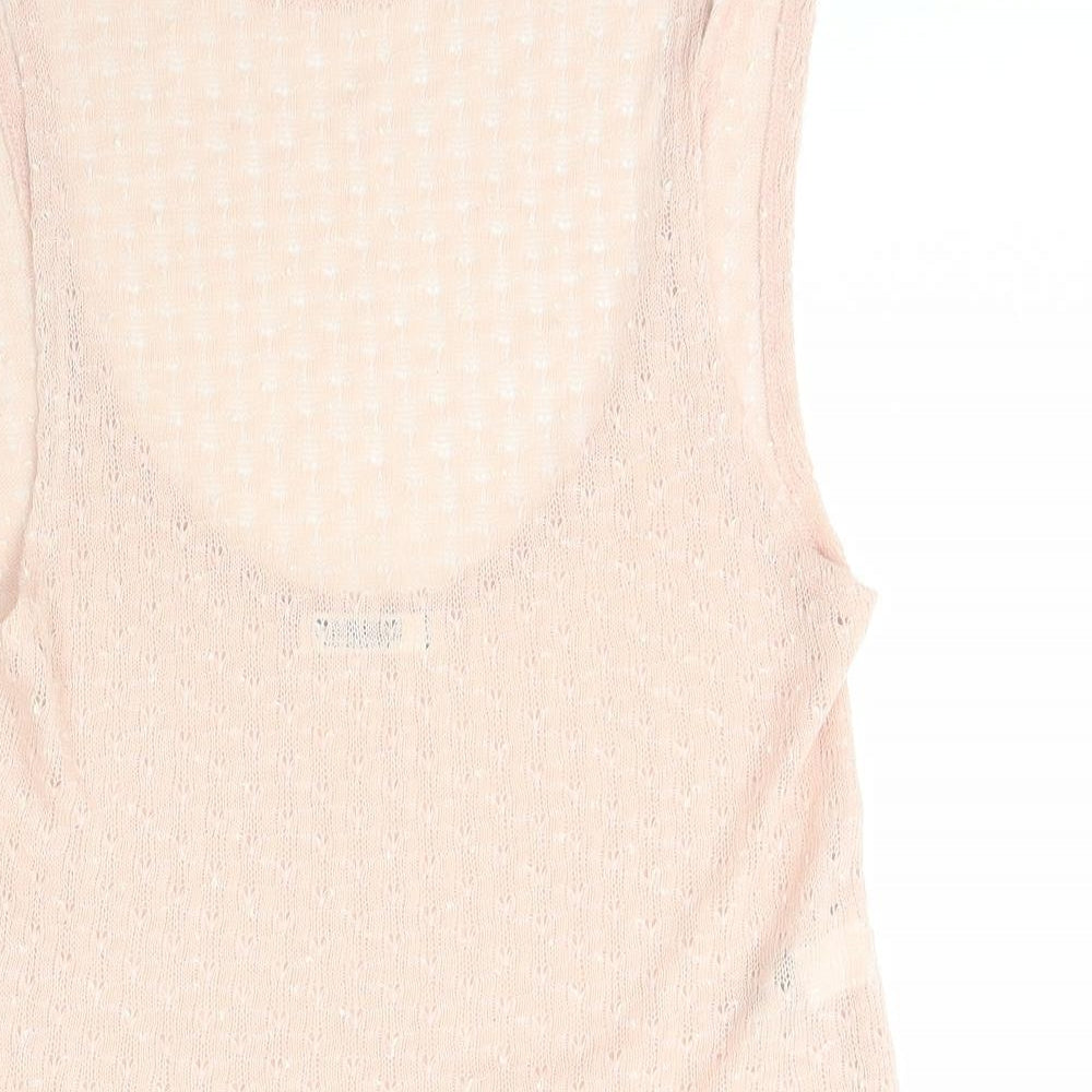 Garage Womens Pink  Polyester Basic T-Shirt Size XS Scoop Neck