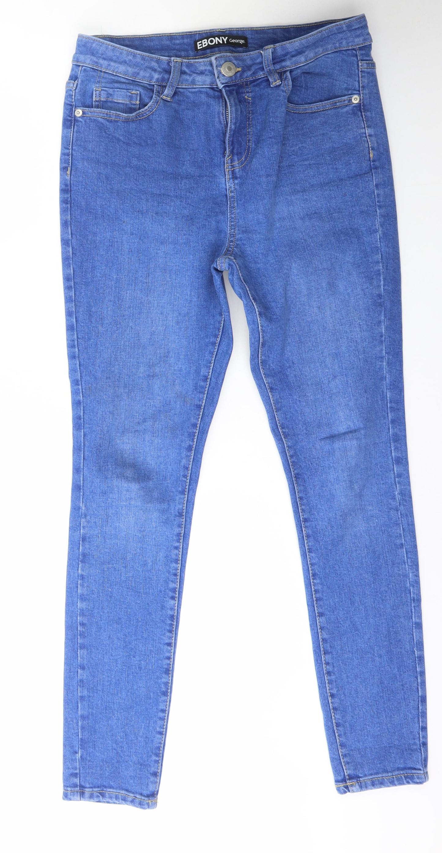 Ebony George Womens Blue  Cotton Skinny Jeans Size 12 L28 in Slim
