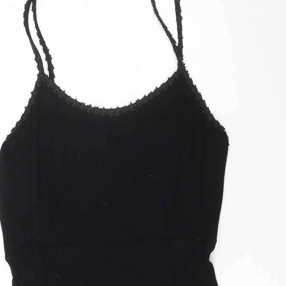 New Look Womens Black  Polyester Skater Dress  Size 18  Square Neck