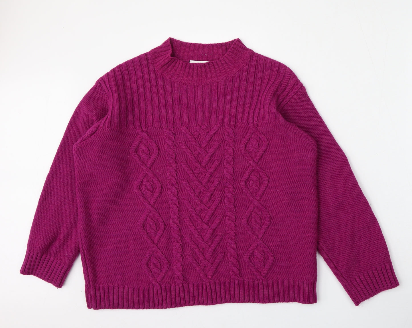 Afibel Womens Purple Round Neck  Acrylic Pullover Jumper Size 16