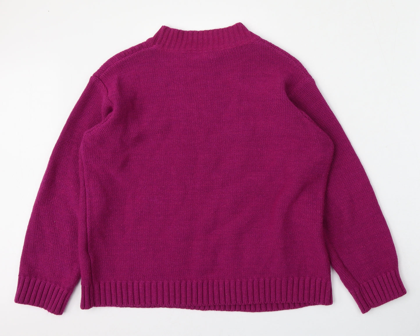 Afibel Womens Purple Round Neck  Acrylic Pullover Jumper Size 16