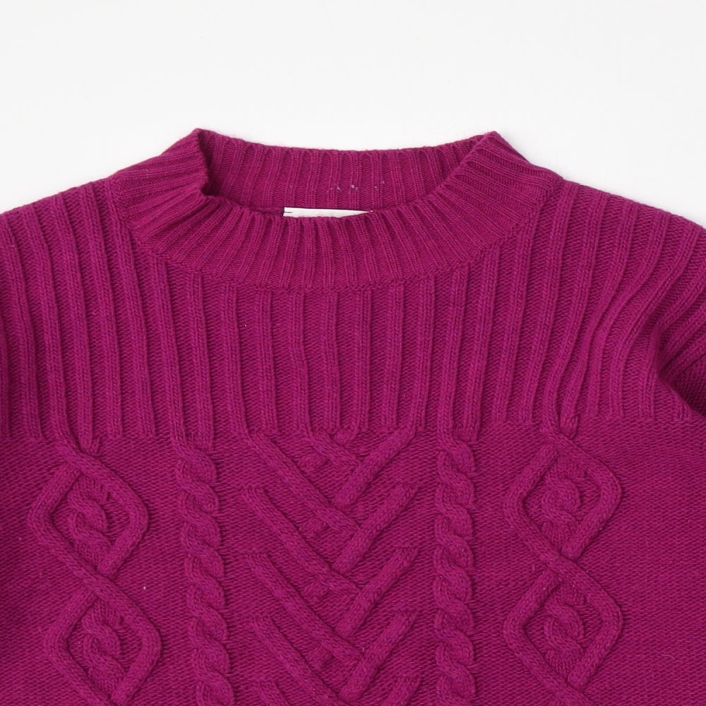 Afibel Womens Purple Round Neck  Acrylic Pullover Jumper Size 16
