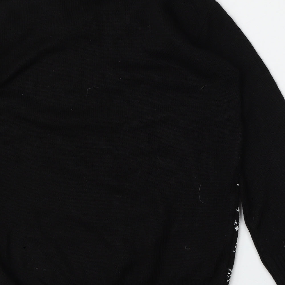 Preworn Womens Black Round Neck  Acrylic Pullover Jumper Size M