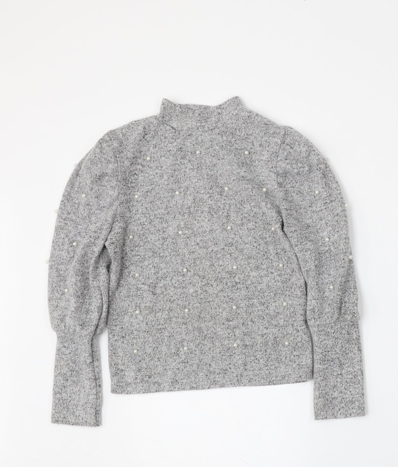 Primark Girls Grey Mock Neck  Polyester Pullover Jumper Size 8-9 Years