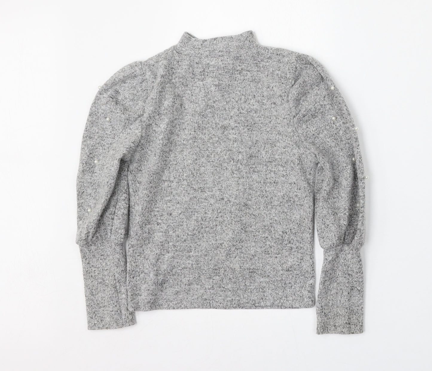 Primark Girls Grey Mock Neck  Polyester Pullover Jumper Size 8-9 Years