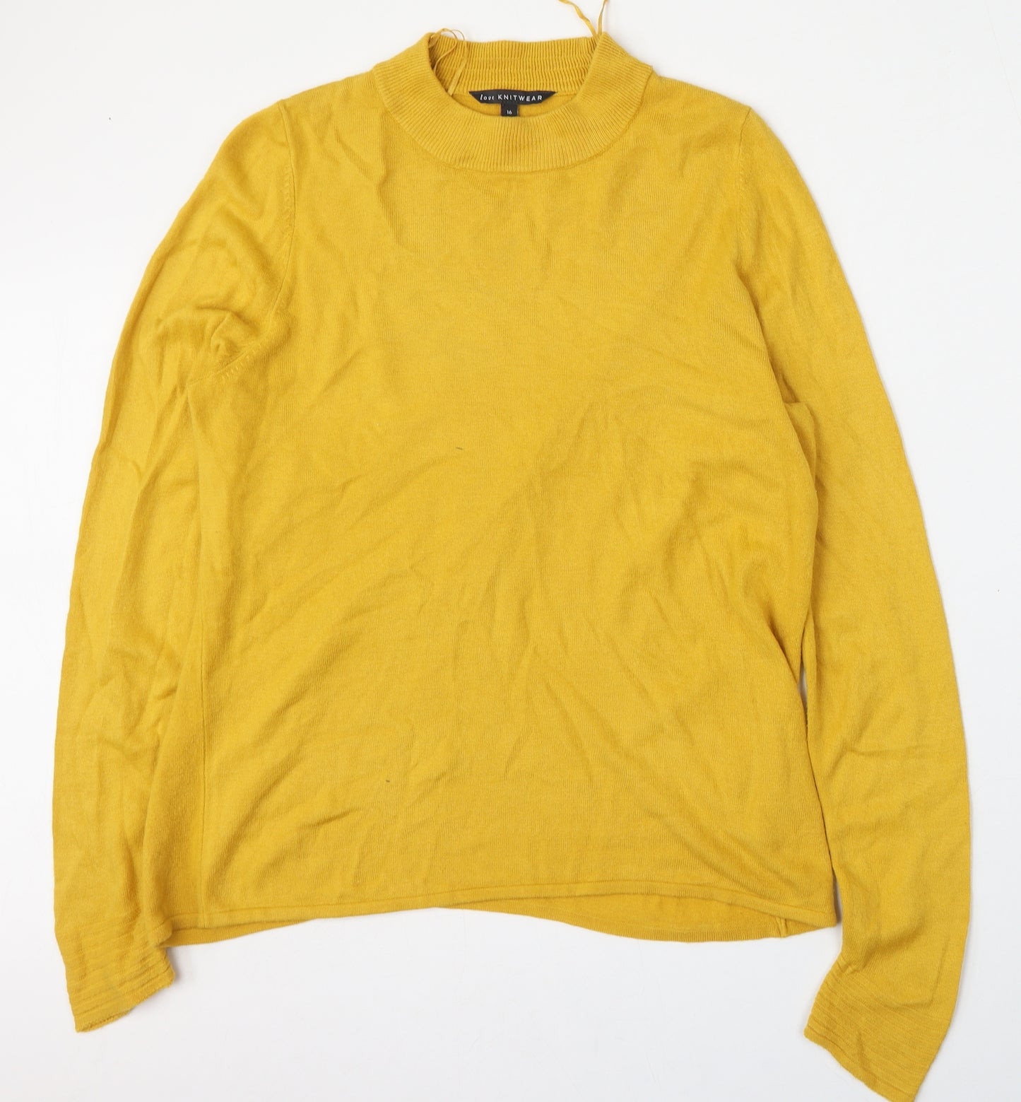Bonmarché Womens Yellow Round Neck  Acrylic Pullover Jumper Size 16