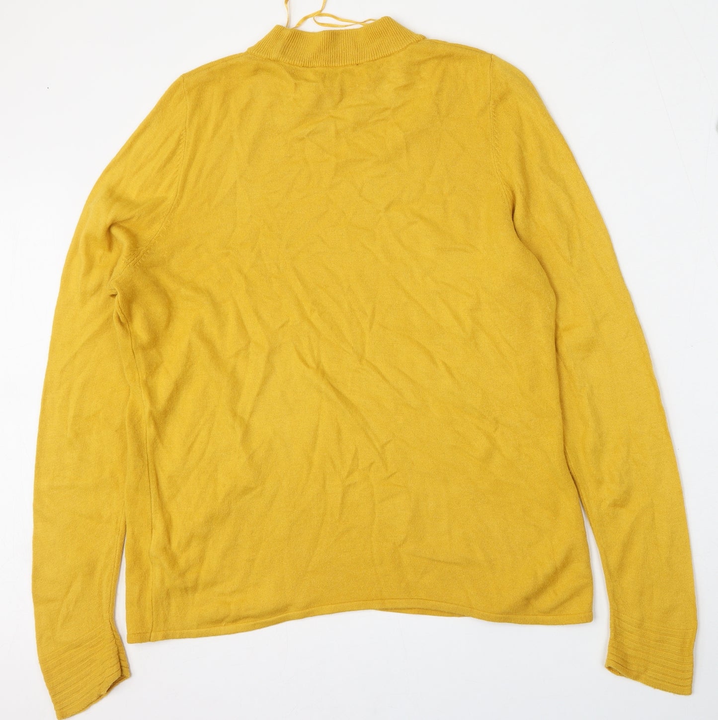 Bonmarché Womens Yellow Round Neck  Acrylic Pullover Jumper Size 16