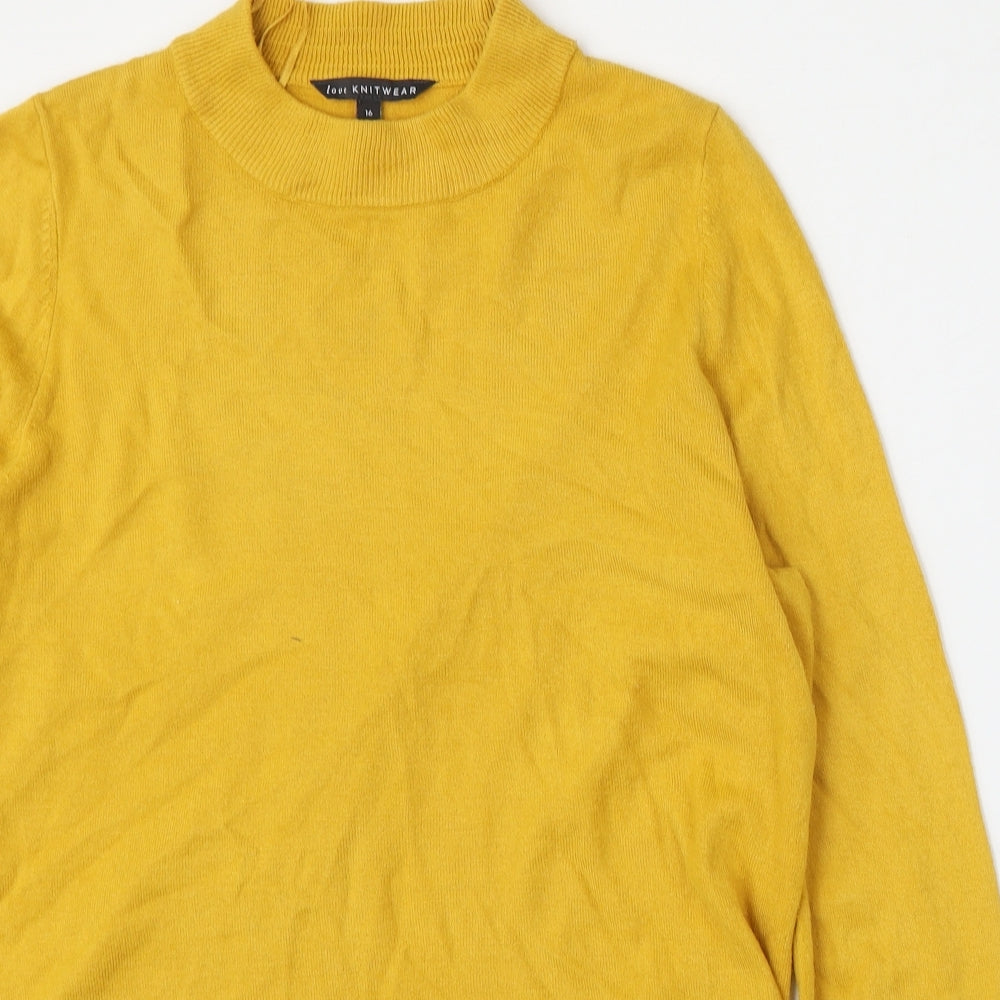 Bonmarché Womens Yellow Round Neck  Acrylic Pullover Jumper Size 16