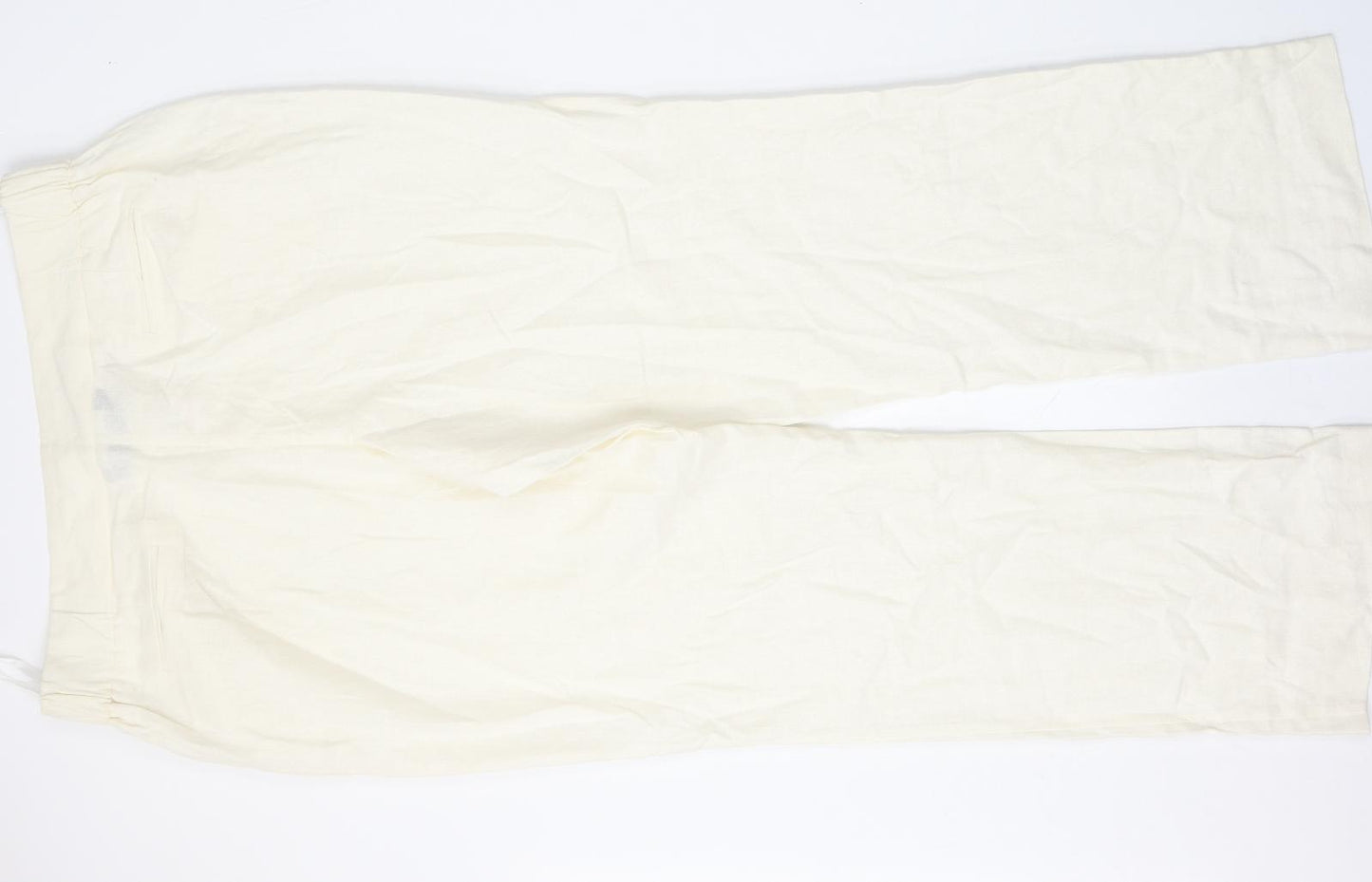 BM Collection Womens White  Linen Trousers  Size 14 L30 in Regular Hook & Eye