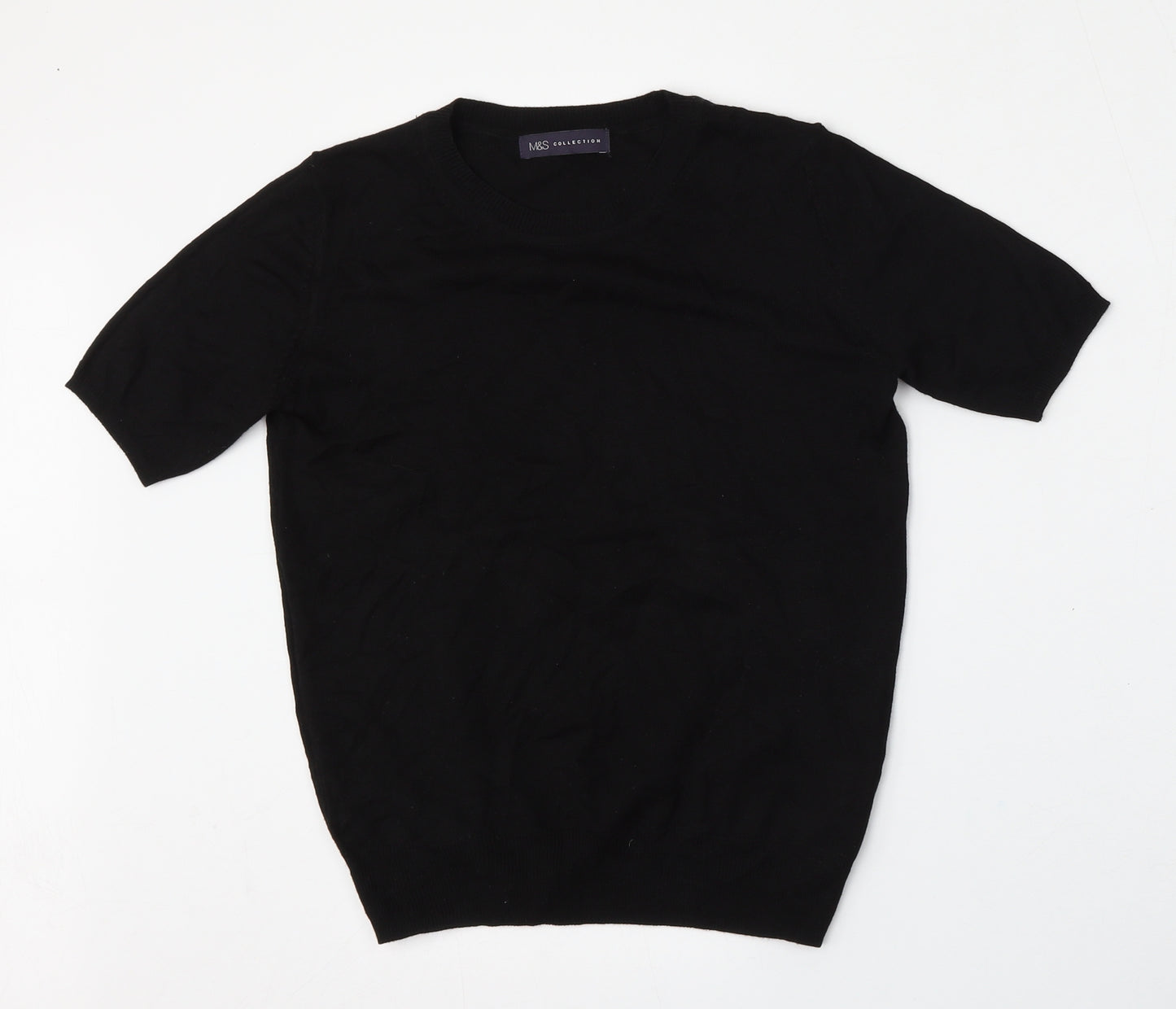 Marks and Spencer Womens Black Round Neck  Acrylic Pullover Jumper Size S