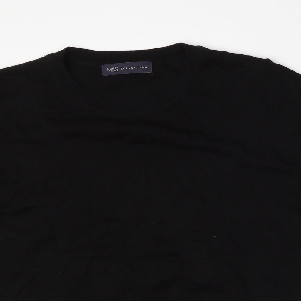Marks and Spencer Womens Black Round Neck  Acrylic Pullover Jumper Size S