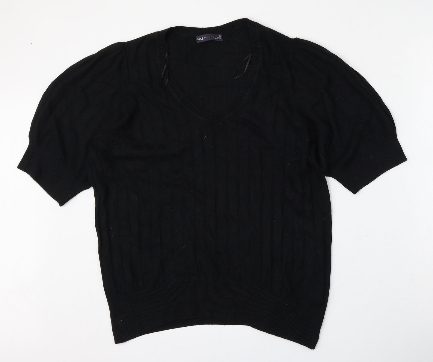 Marks and Spencer Womens Black Round Neck  Viscose Pullover Jumper Size 20