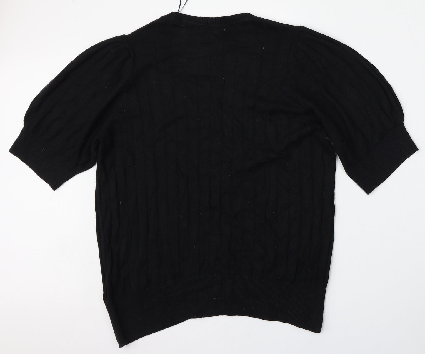 Marks and Spencer Womens Black Round Neck  Viscose Pullover Jumper Size 20