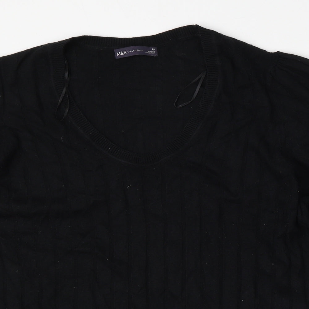 Marks and Spencer Womens Black Round Neck  Viscose Pullover Jumper Size 20