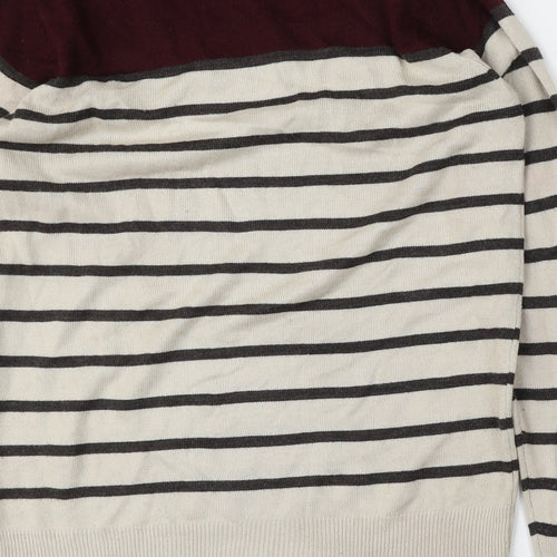 Cedar Wood State Mens Multicoloured Round Neck Striped Acrylic Pullover Jumper Size M