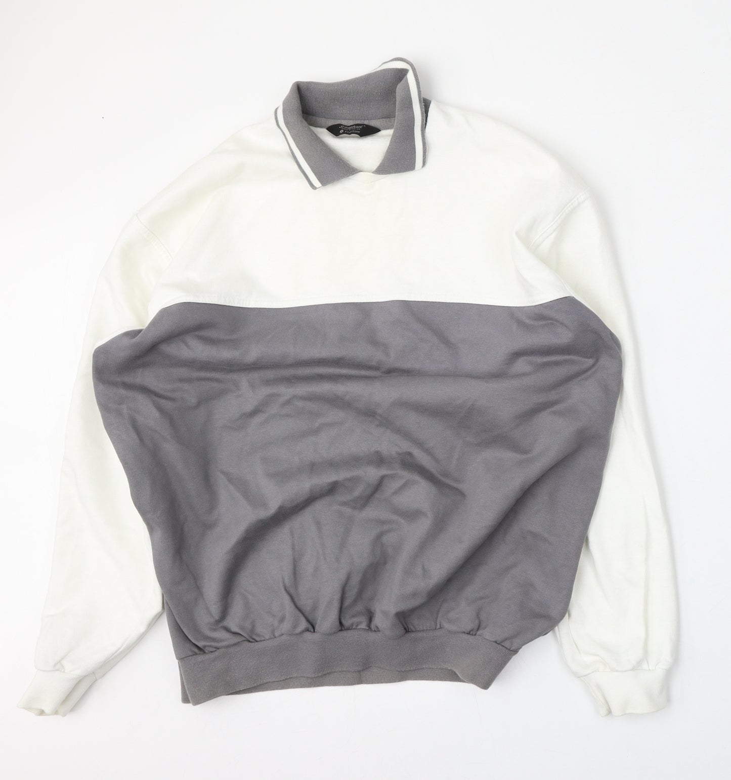 Marks and Spencer Mens White  Cotton Pullover Sweatshirt Size M