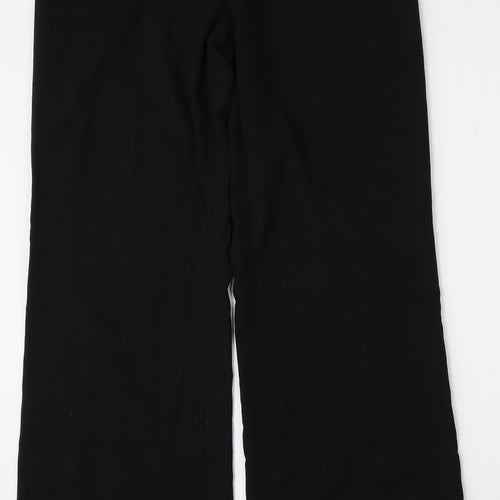 H&M Womens Black  Polyester Trousers  Size 8 L34 in Regular Hook & Eye