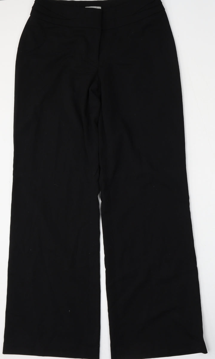 H&M Womens Black  Polyester Trousers  Size 8 L34 in Regular Hook & Eye