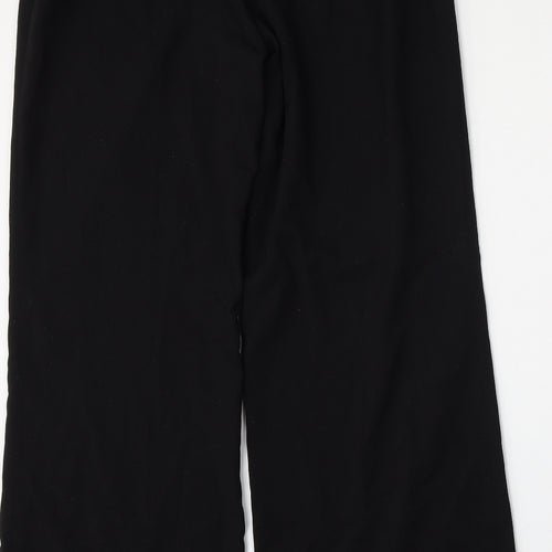 H&M Womens Black  Polyester Trousers  Size 8 L34 in Regular Hook & Eye