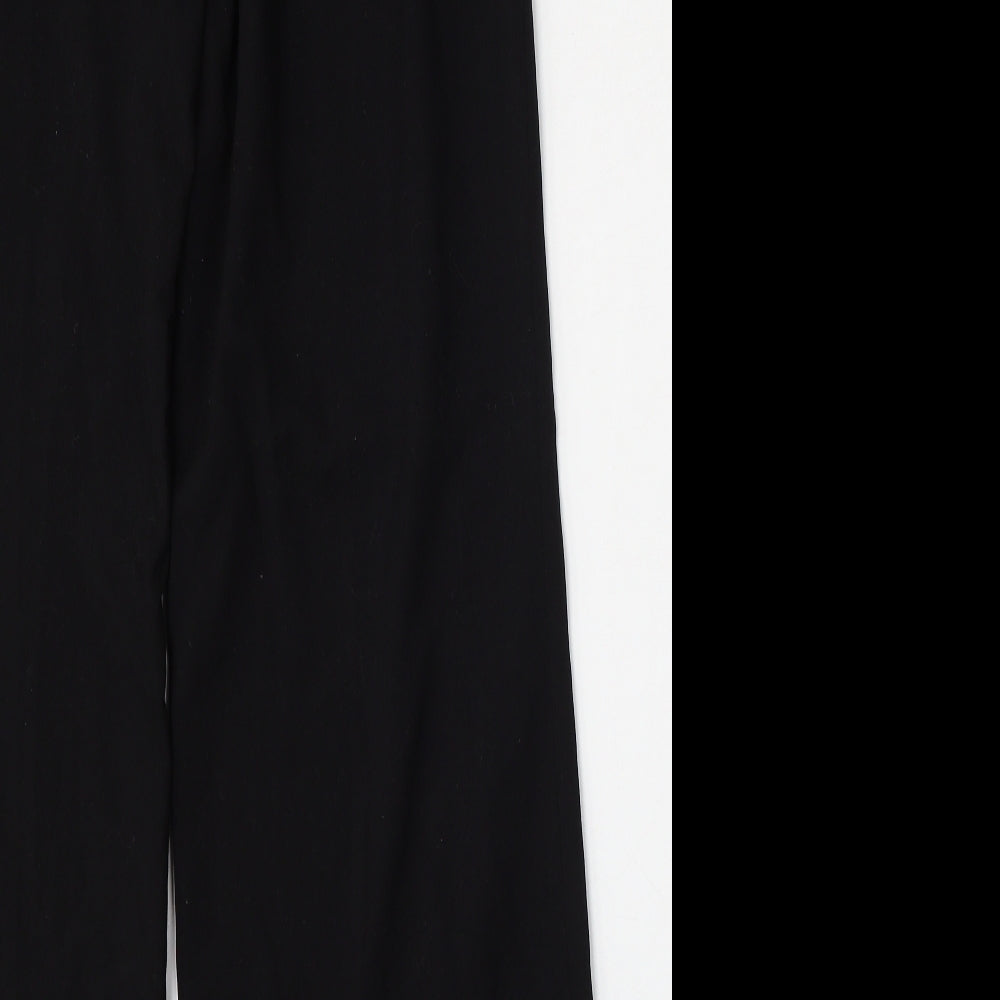 H&M Womens Black  Polyester Trousers  Size 8 L34 in Regular Hook & Eye