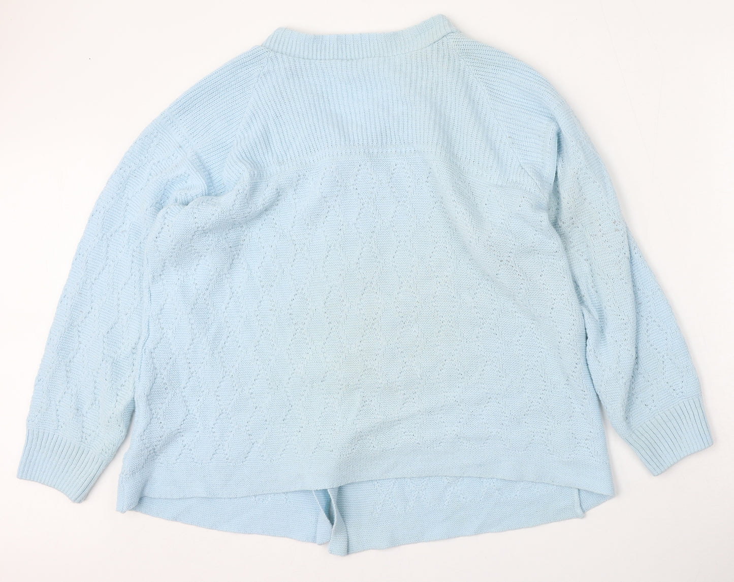 Waschepur Womens Blue Round Neck  Wool Cardigan Jumper Size 18