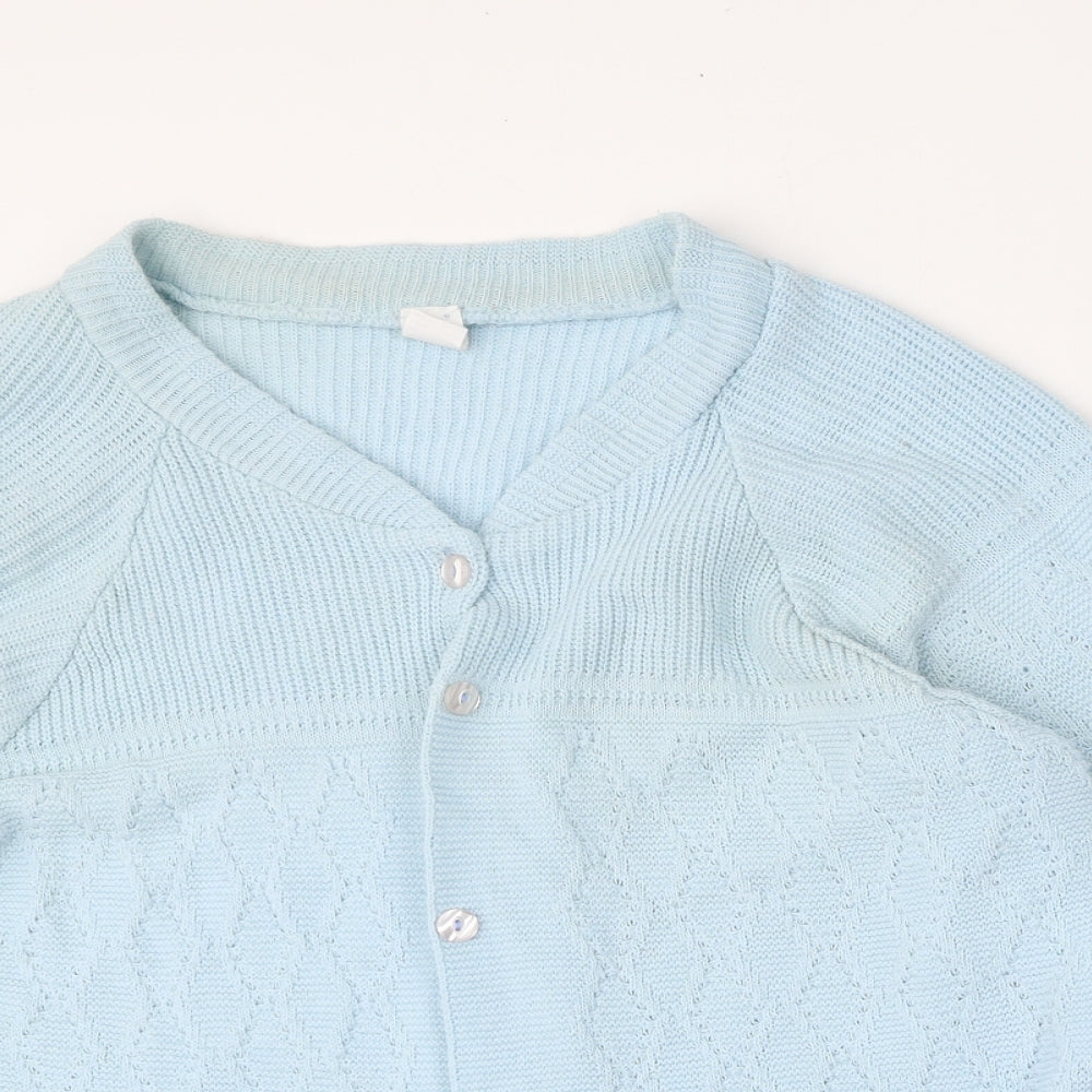 Waschepur Womens Blue Round Neck  Wool Cardigan Jumper Size 18