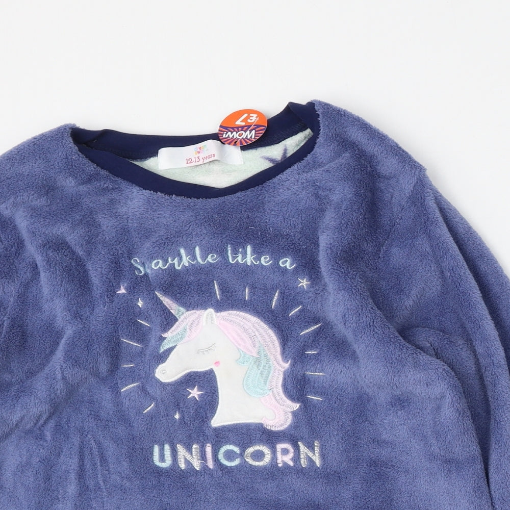 Dream Away Girls Blue Solid Polyester Top Pyjama Top Size 12-13 Years