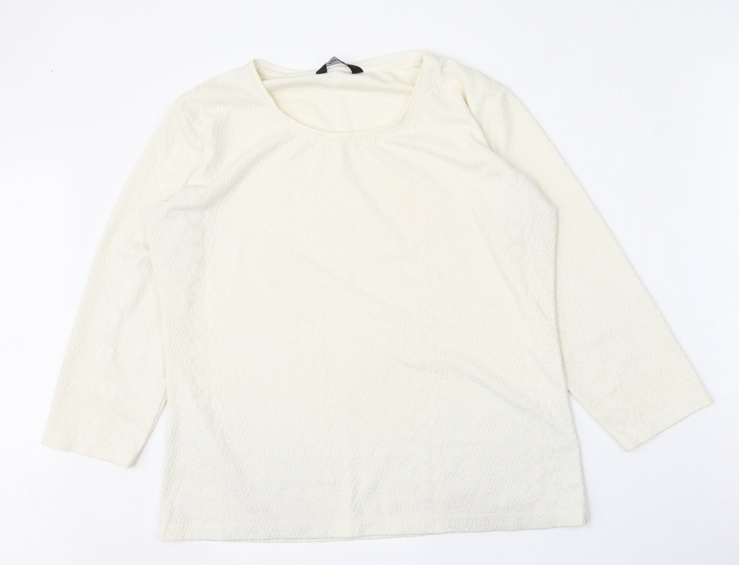 Alexara Womens Beige  Polyester Basic T-Shirt Size 16 Round Neck