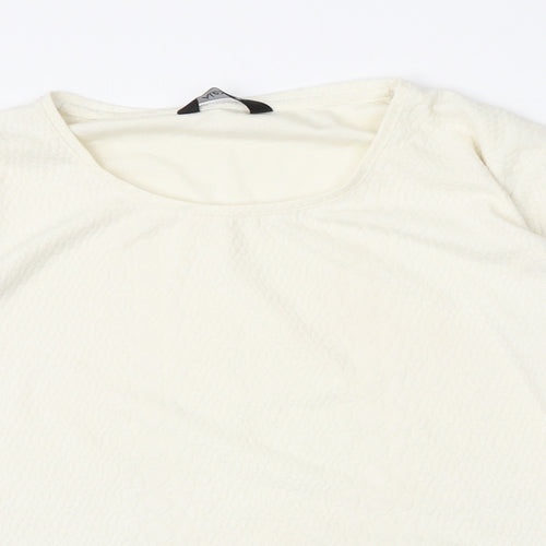 Alexara Womens Beige  Polyester Basic T-Shirt Size 16 Round Neck