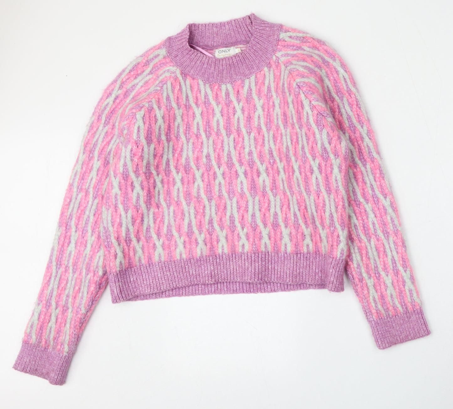 Only Womens Multicoloured Round Neck  Polyester Pullover Jumper Size M