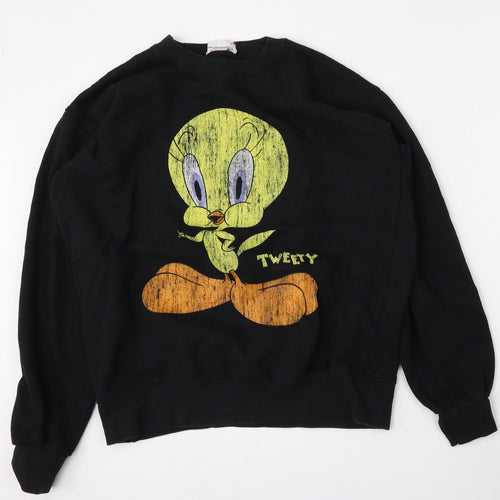 Looney Toons Womens Black  Cotton Pullover Sweatshirt Size 12