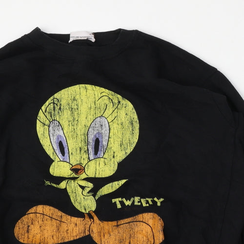 Looney Toons Womens Black  Cotton Pullover Sweatshirt Size 12