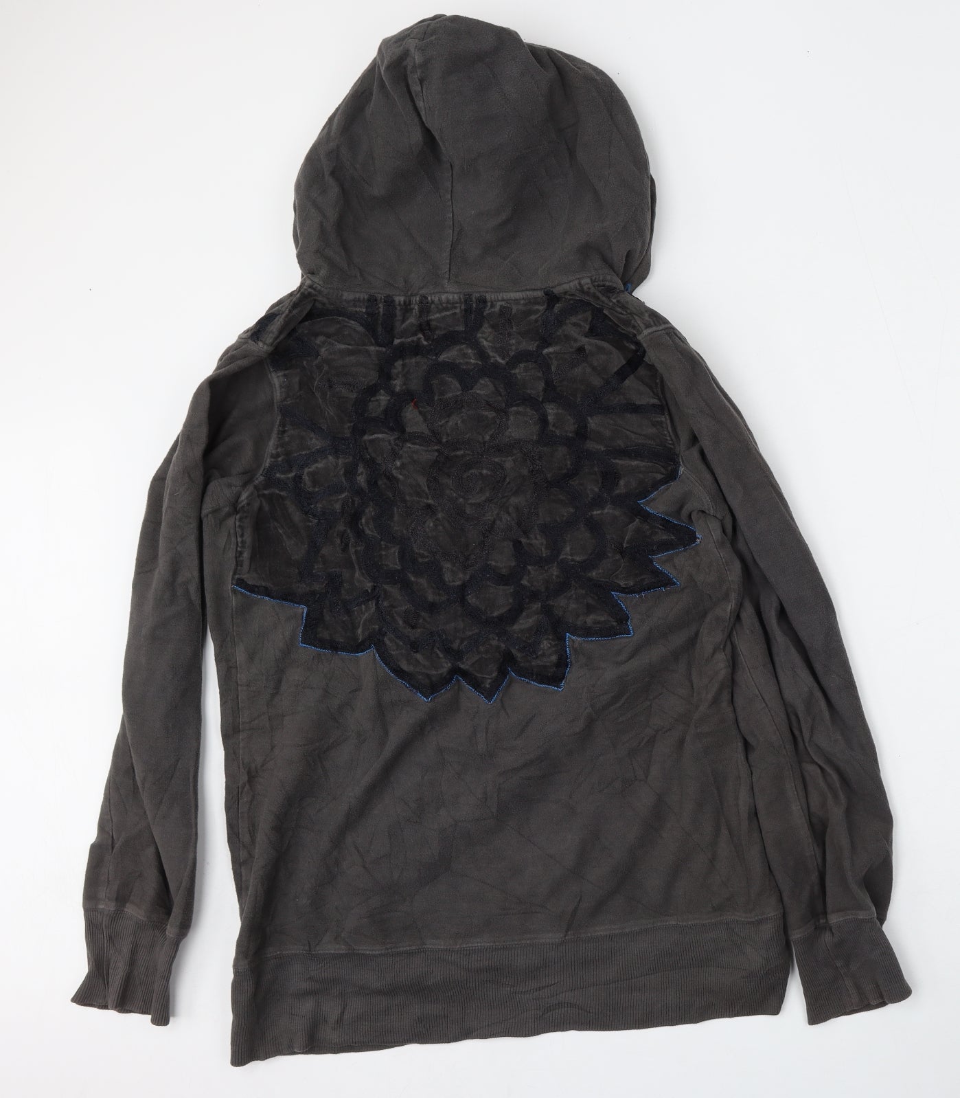 few people Womens Green  Cotton Pullover Hoodie Size M  Button