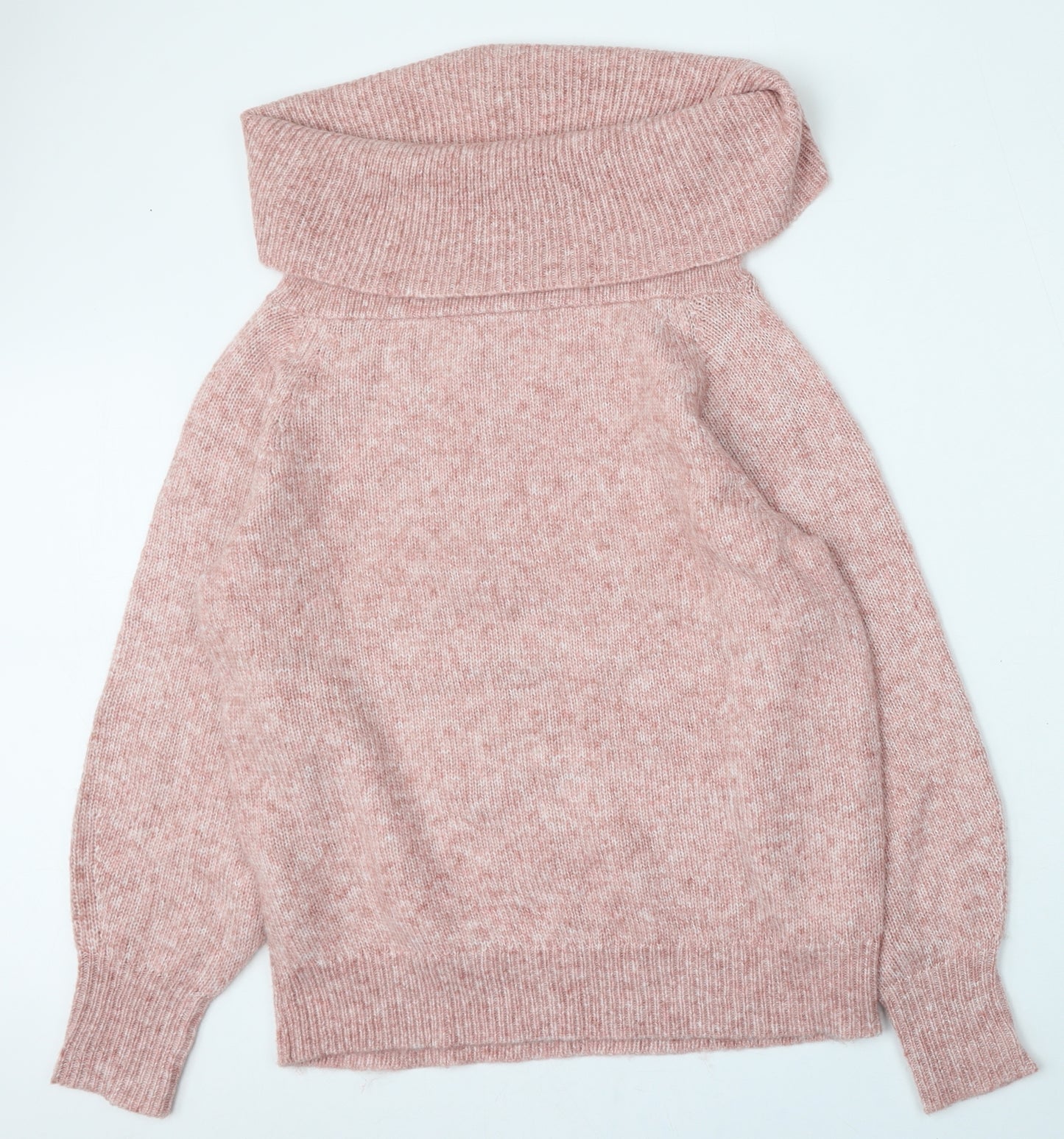 George Womens Pink Roll Neck  Acrylic Pullover Jumper Size M