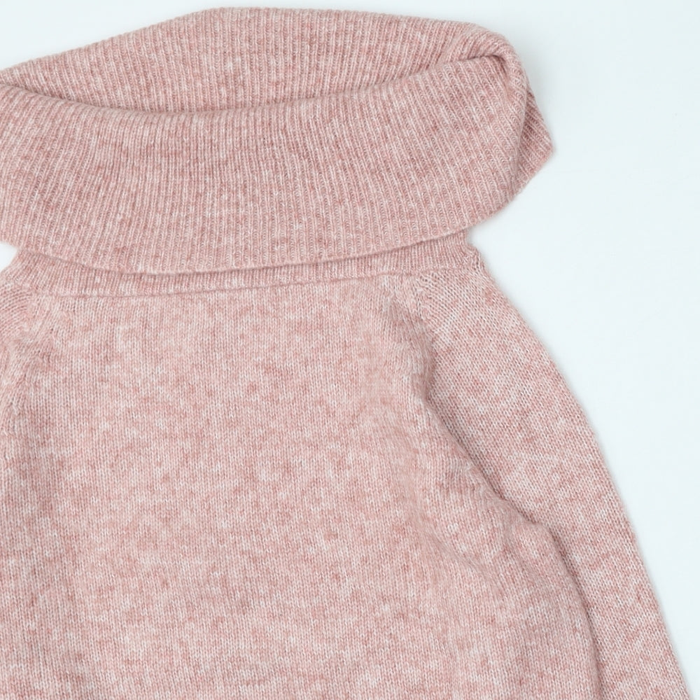 George Womens Pink Roll Neck  Acrylic Pullover Jumper Size M