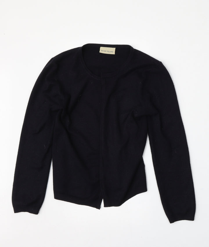 River Island Womens Black Round Neck  Acrylic Cardigan Jumper Size S