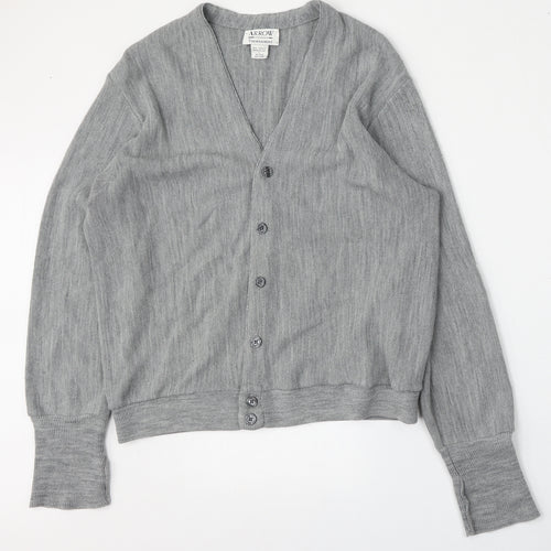 Arrow Tournament Womens Grey V-Neck  Acrylic Cardigan Jumper Size L