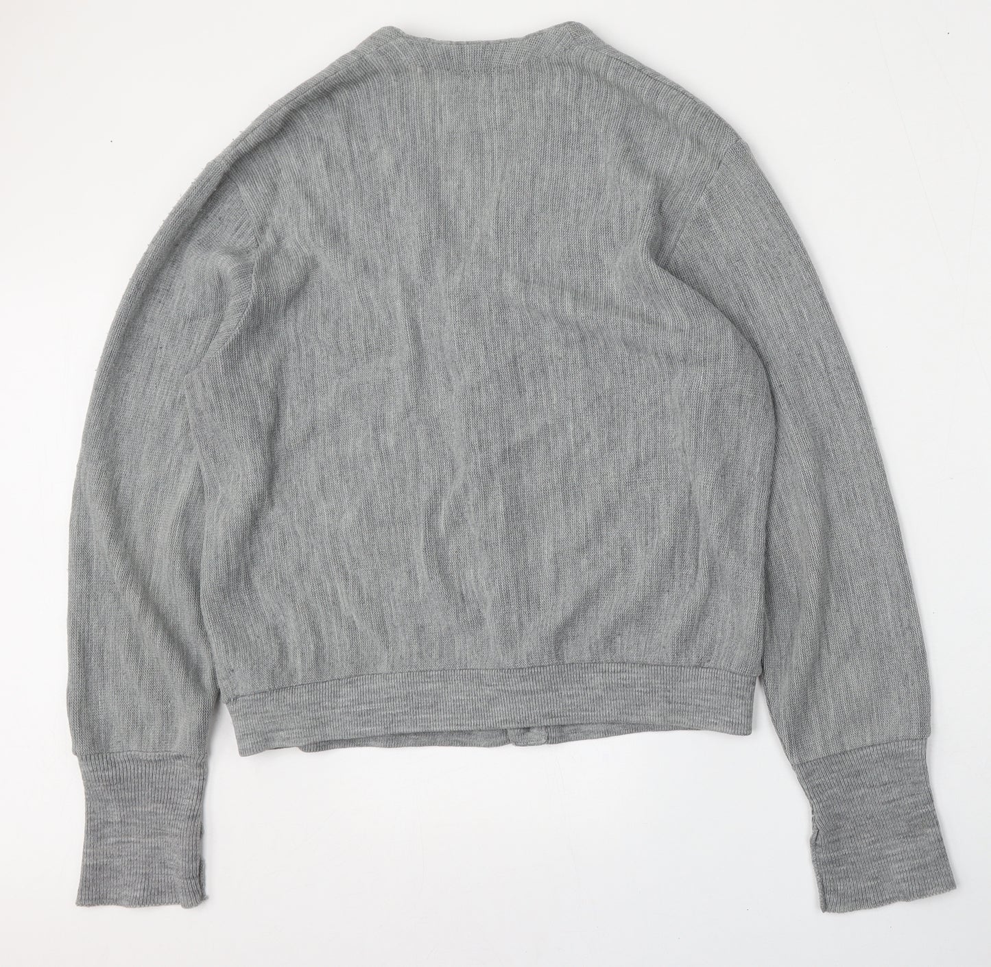 Arrow Tournament Womens Grey V-Neck  Acrylic Cardigan Jumper Size L