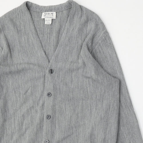 Arrow Tournament Womens Grey V-Neck  Acrylic Cardigan Jumper Size L