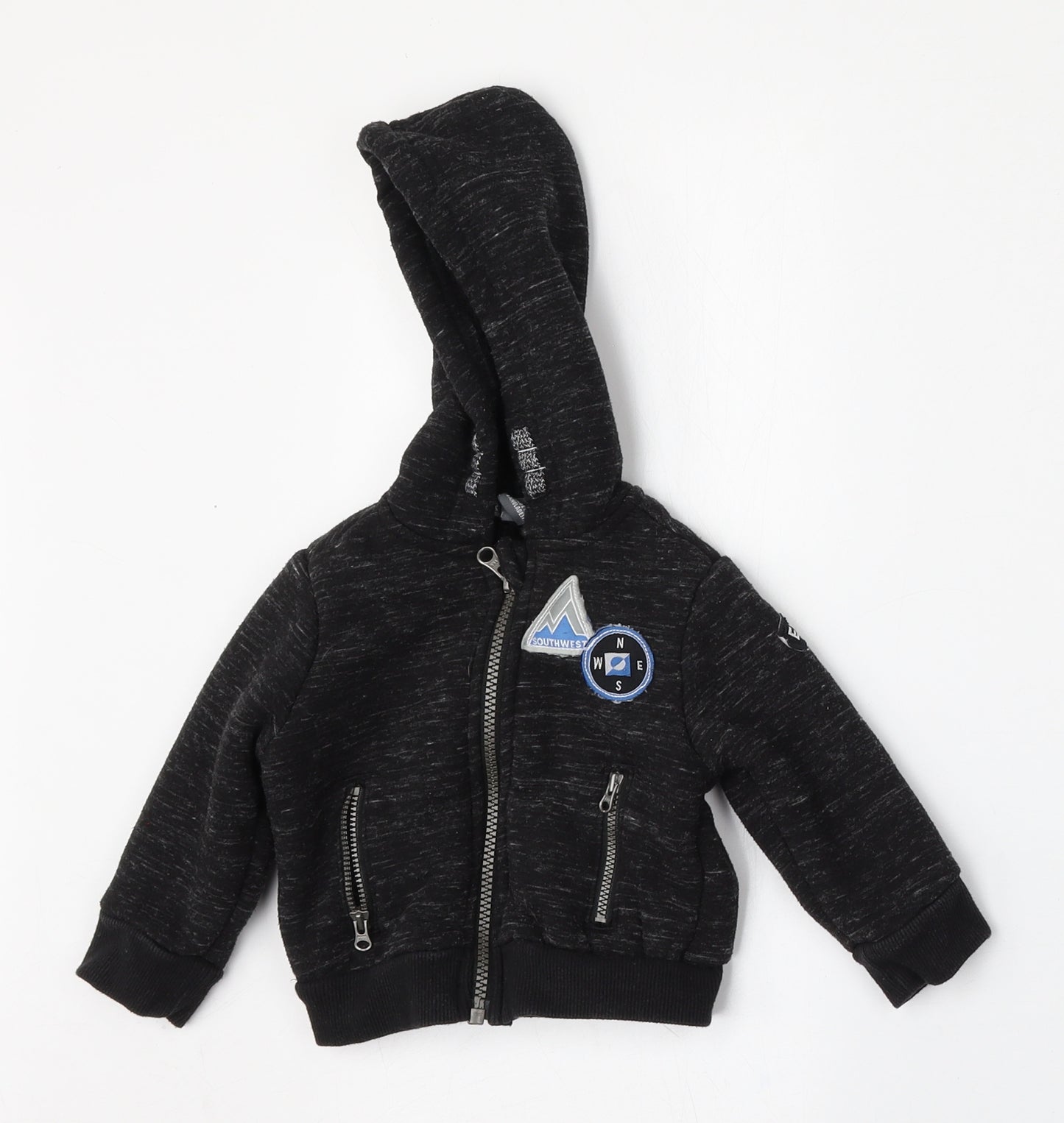 Primark Boys Black  Polyester Full Zip Jumper Size 6-9 Months  Zip