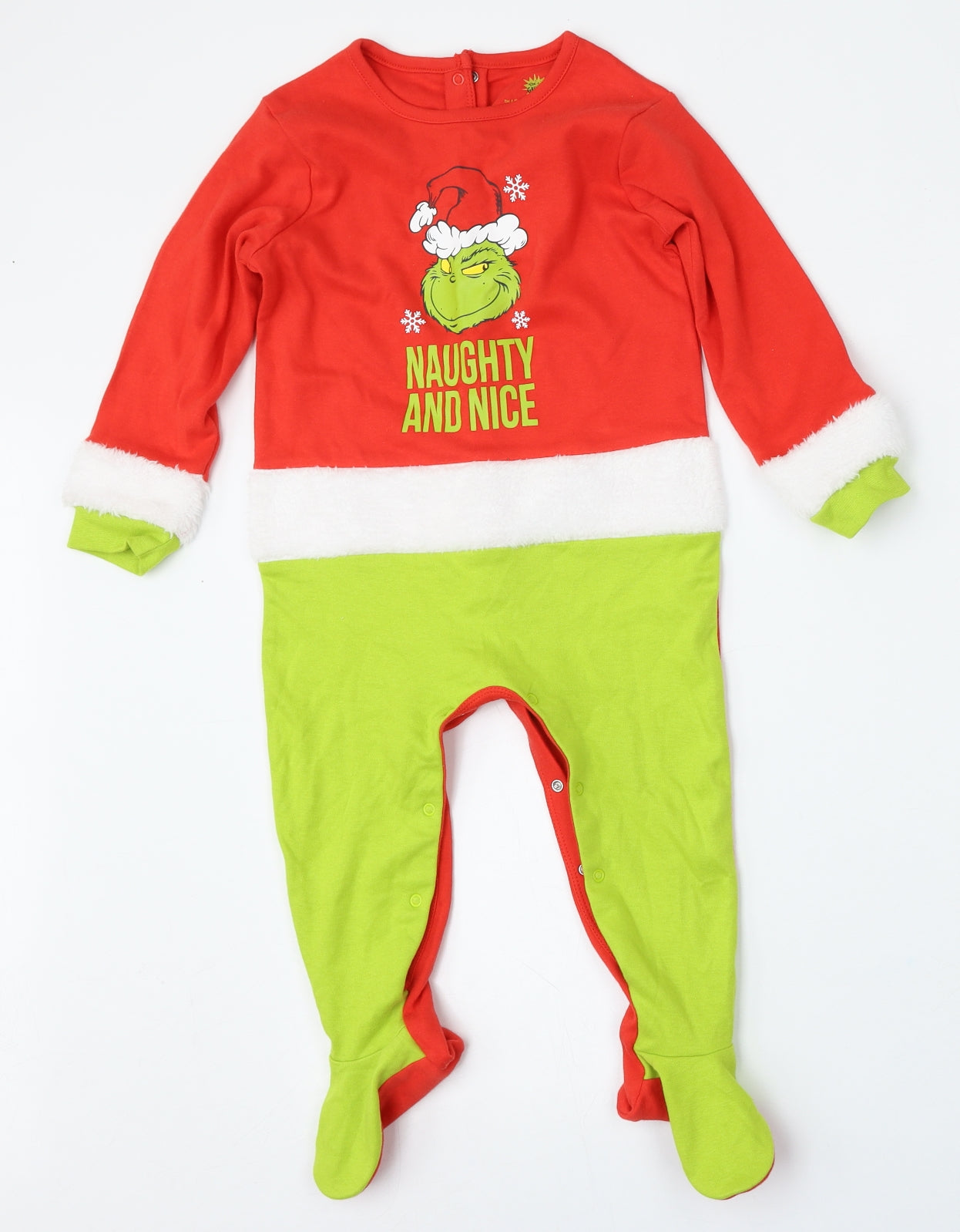 The Grinch Boys Red  Cotton Coverall Outfit/Set Size 18-24 Months   - Grinch One Piece