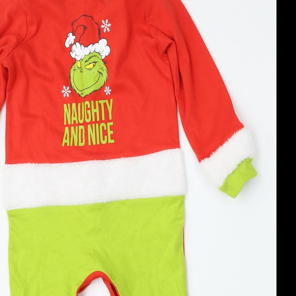 The Grinch Boys Red  Cotton Coverall Outfit/Set Size 18-24 Months   - Grinch One Piece